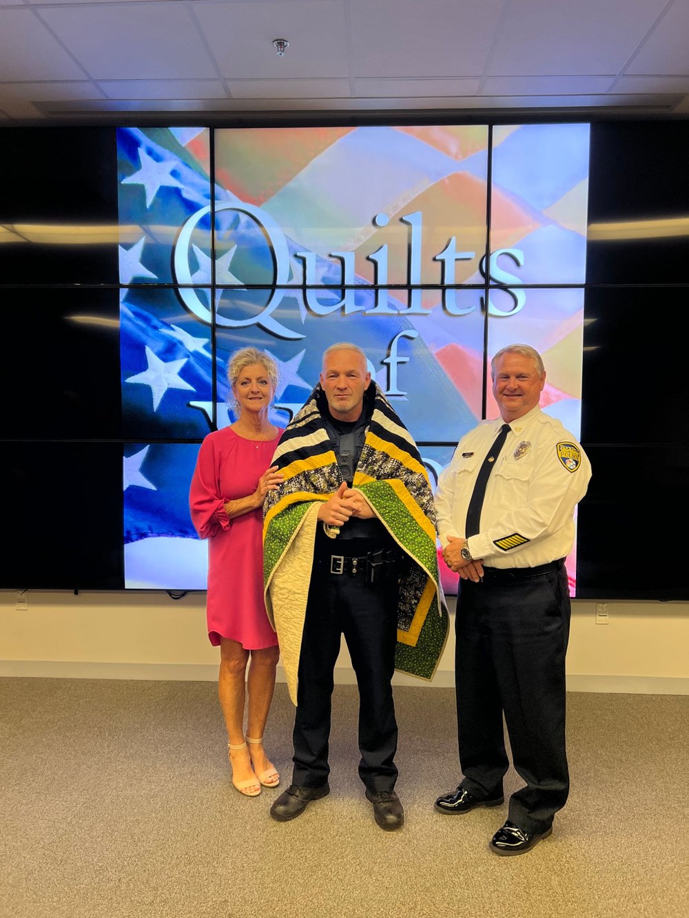 Founder Michael Englert honored with a Quilt of Valor alongside the Rock Hill Police Department